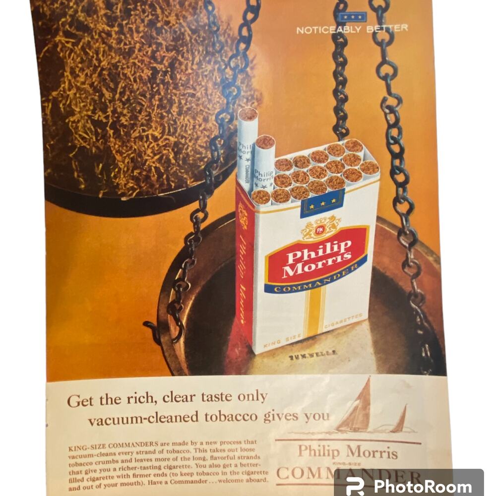 Vtg Philip Morris Commander Cigarettes Print Ad May 11 1962 Frame Ready Color